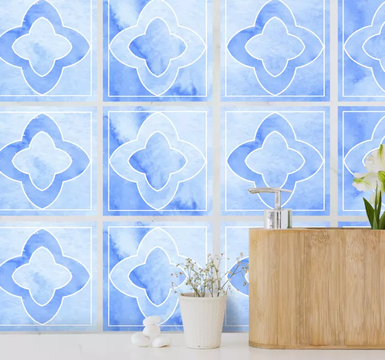 Mosaic shades of blue bathroom tile stickers - TenStickers
