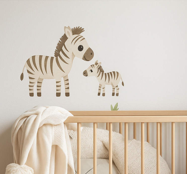 Mother and child zebra wall sticker for kids - TenStickers