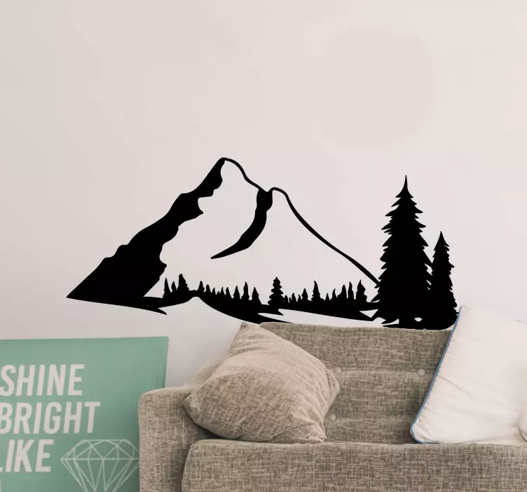 Mountain Landscape Silhouette nature wall sticker - TenStickers