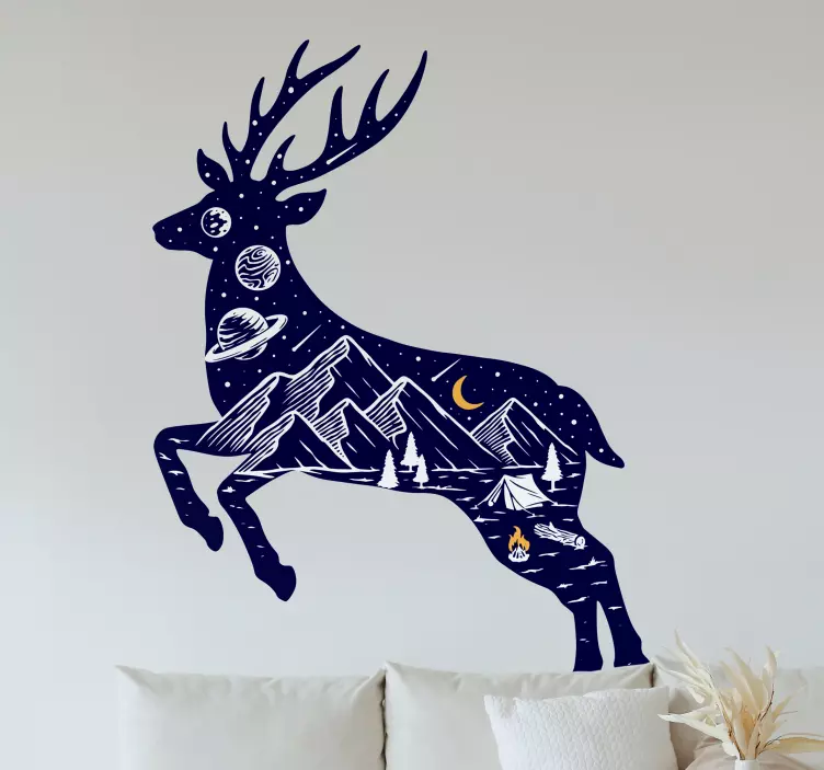 Mountain stag animal wall decal - TenStickers