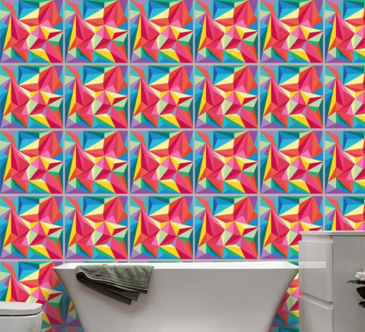 Multicolor geometric image bathroom tile sticker - TenStickers
