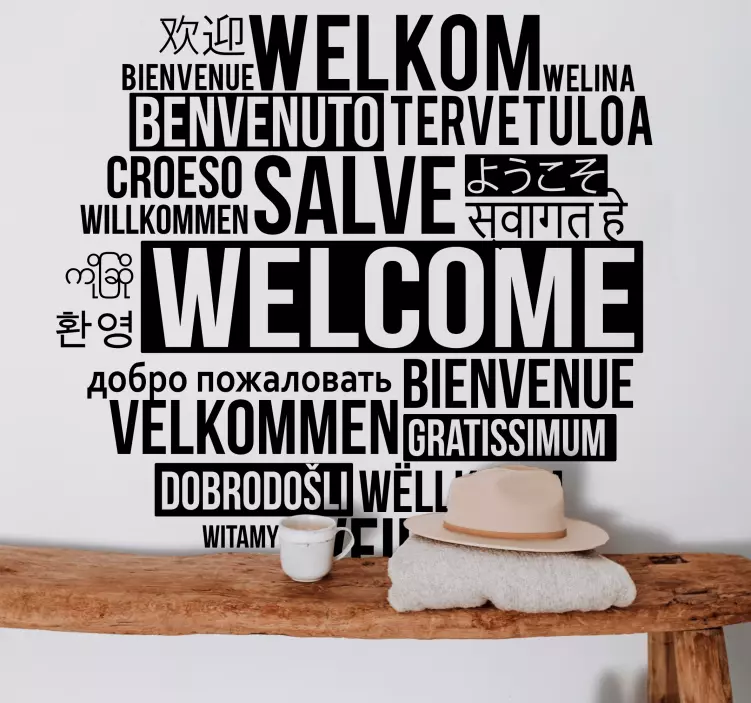 Multilingual welcome message quote wall sticker - TenStickers