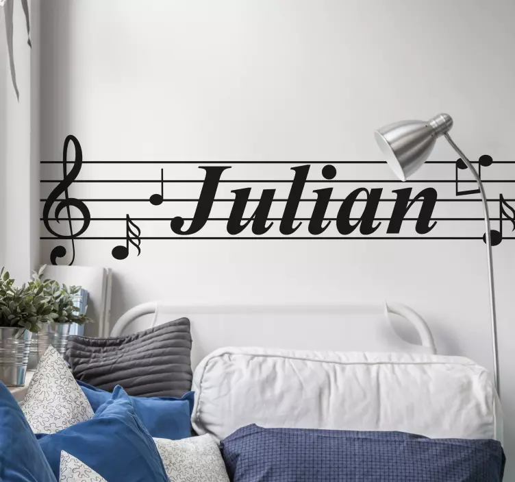 Music notes with name music wall sticker - TenStickers
