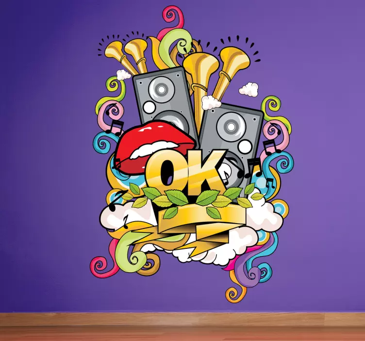 Graffiti living room music wall sticker - TenStickers