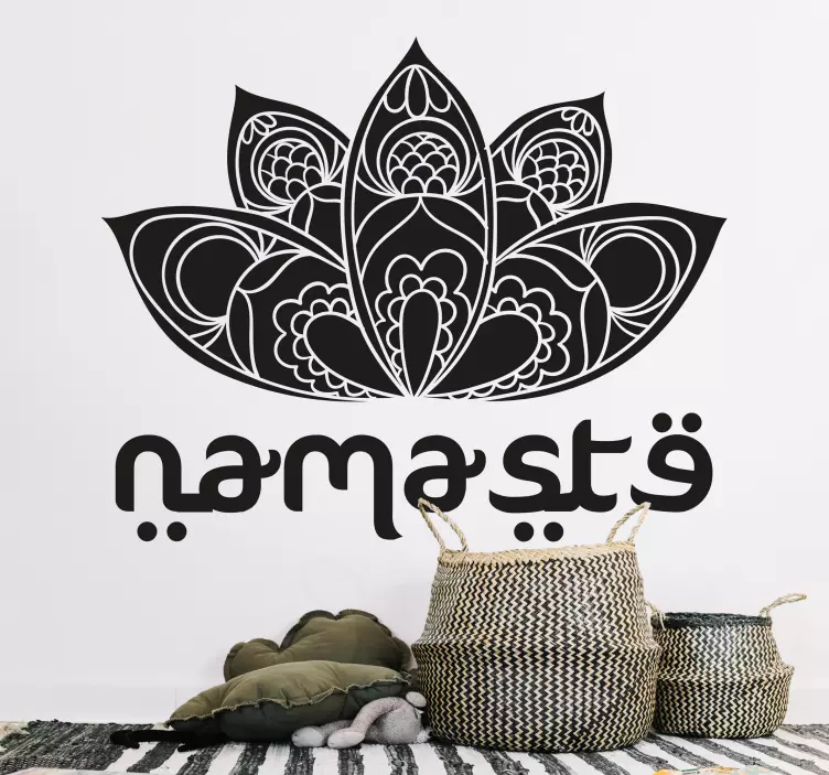 Namaste Lotus Flower Wall Art Sticker - TenStickers