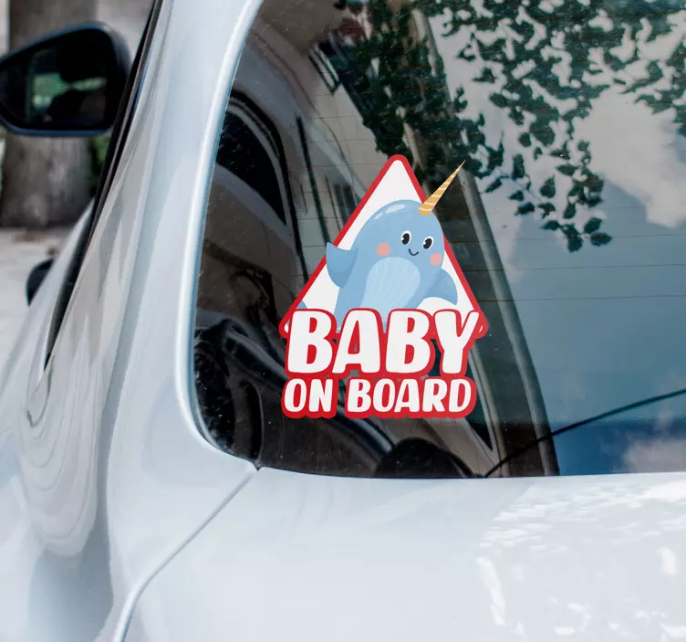 Narwhale baby on board sticker - TenStickers