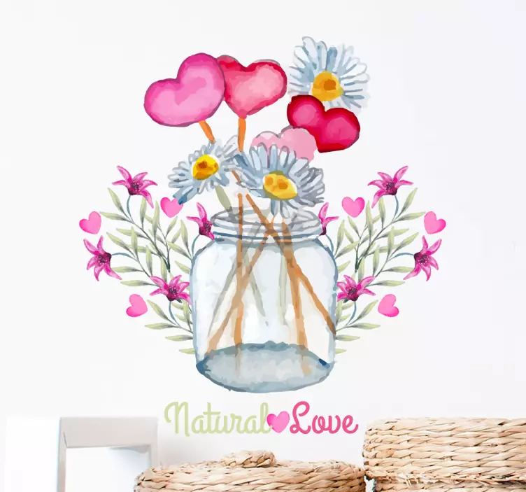 Natural Love Dasies Flower Wall Sticker - TenStickers