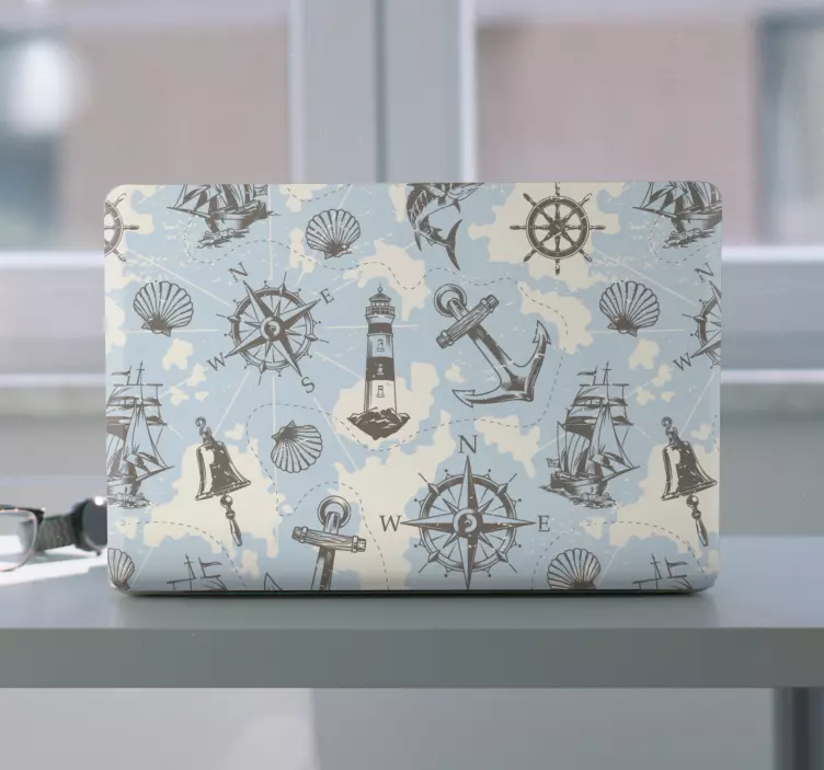 Nautical Elements Pattern laptop skin - TenStickers