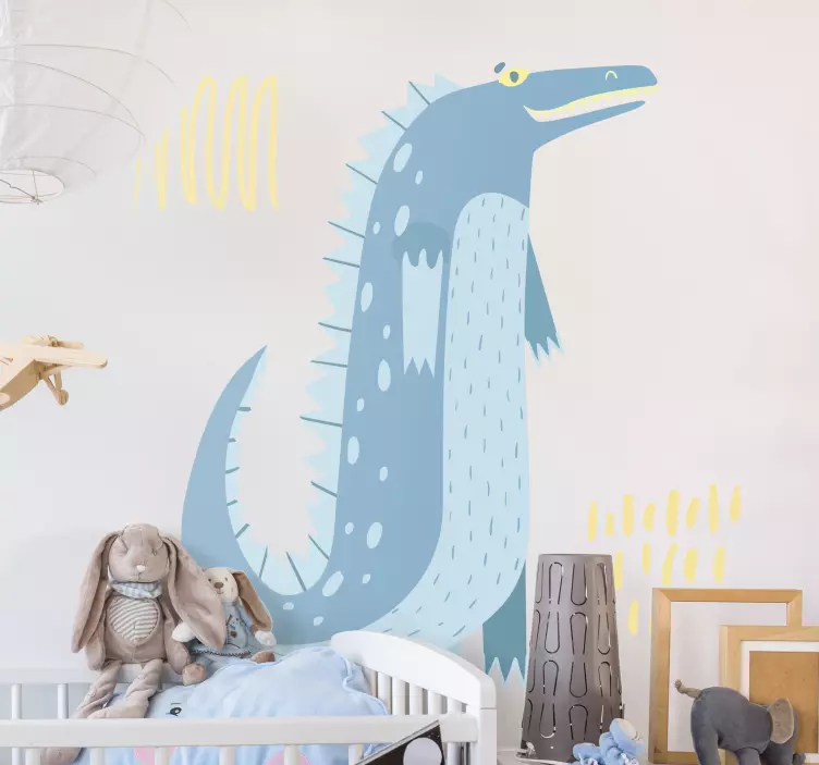 Nordic dinosaur blue drawn dinosaur  decal - TenStickers