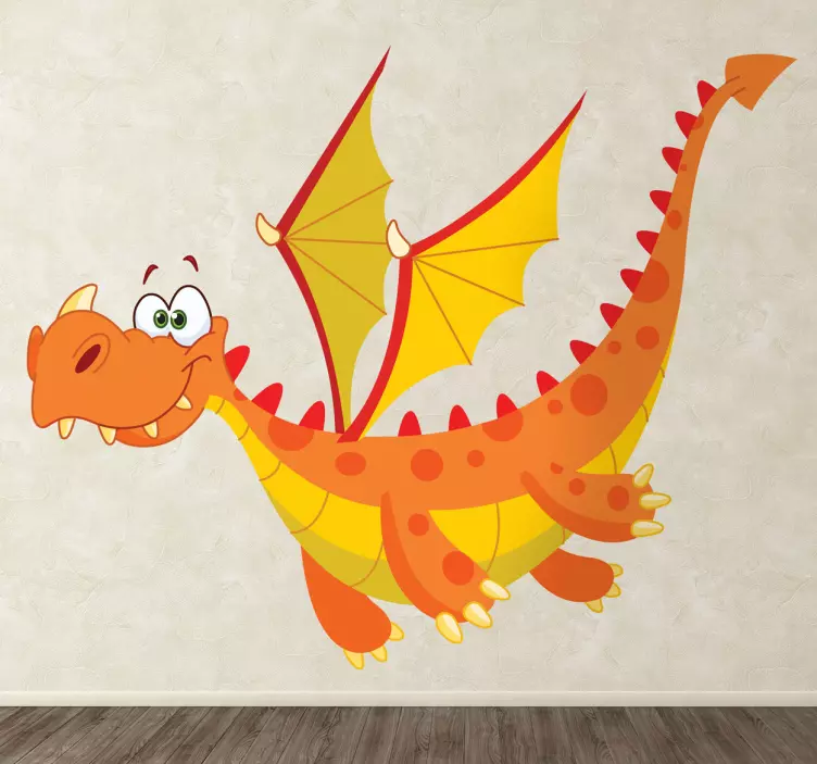 Orange dragon kids wall sticker - TenStickers