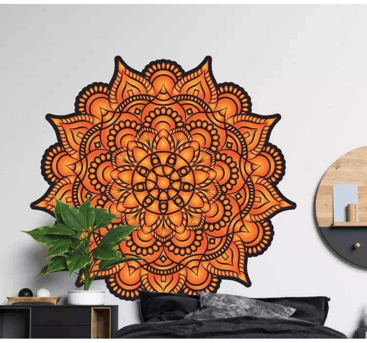 Orange  mandala wall sticker for bedroom - TenStickers