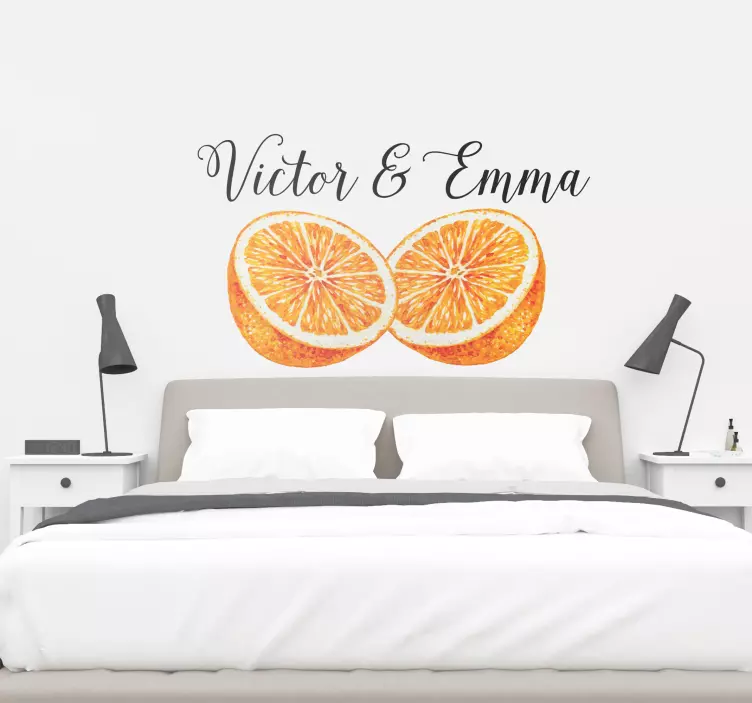 Orange Halved Customisable Headboard Sticker - TenStickers