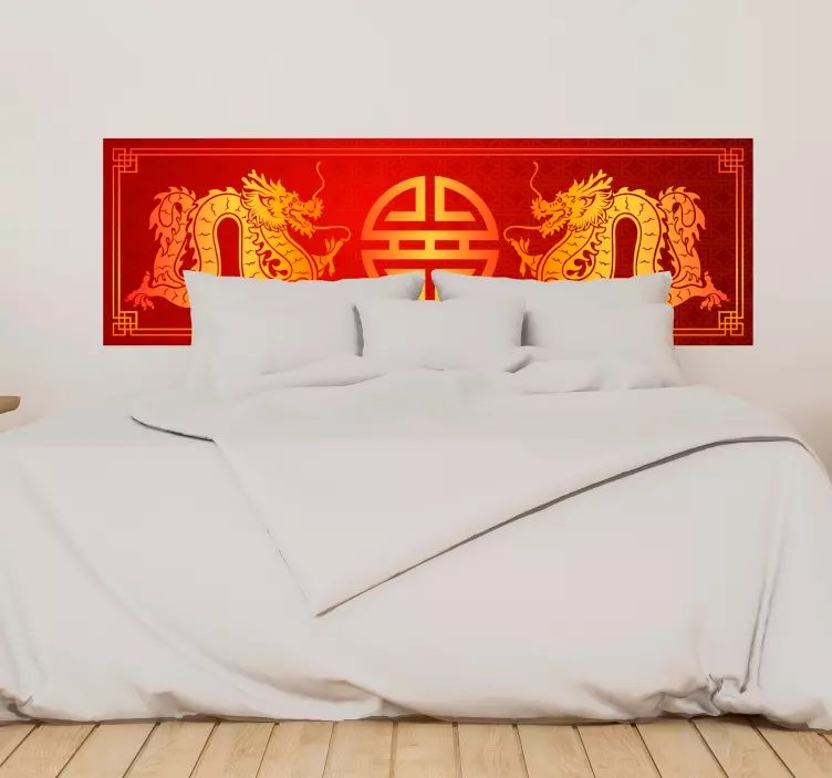 Oriental dragon design headboard wall sticker - TenStickers