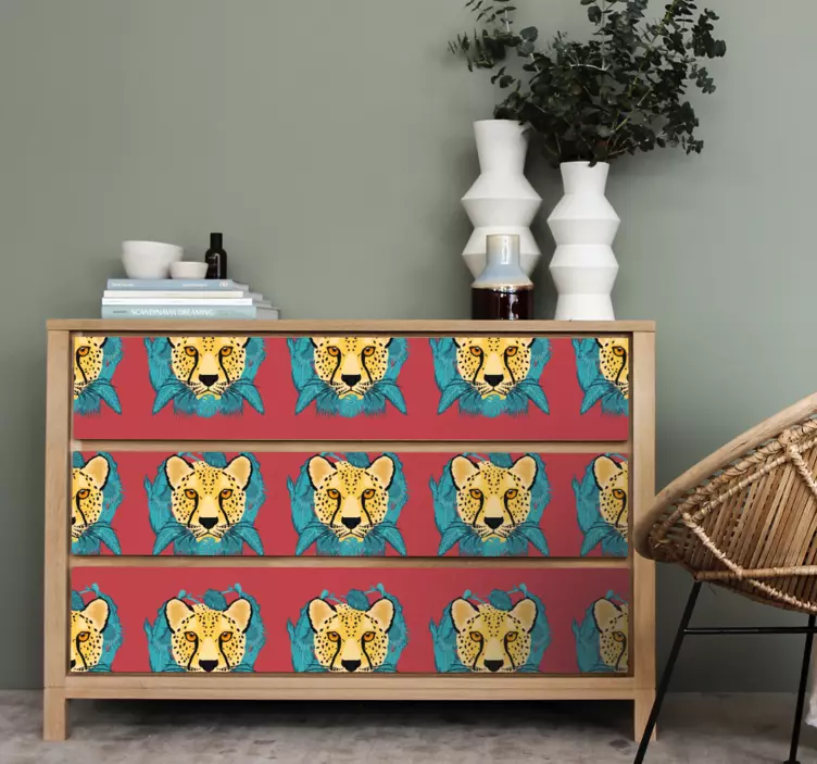 Oriental style leopard graphic  furniture decal - TenStickers