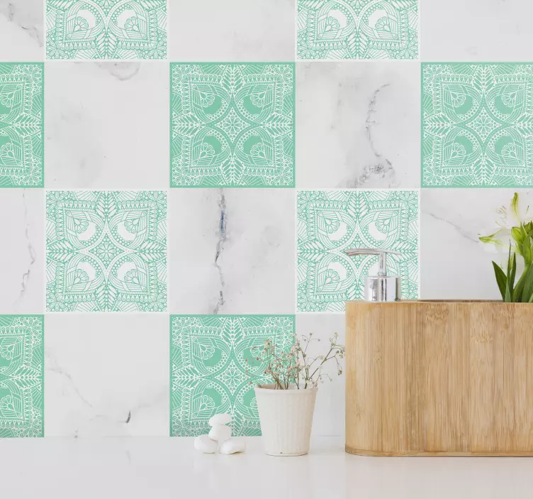 Ornamental draw bathroom tile sticker - TenStickers