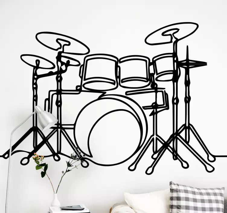 Outline Drum Set music sticker - TenStickers