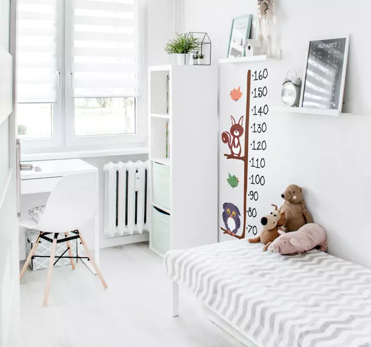 Owl and rabbit height chart wall sticker - TenStickers