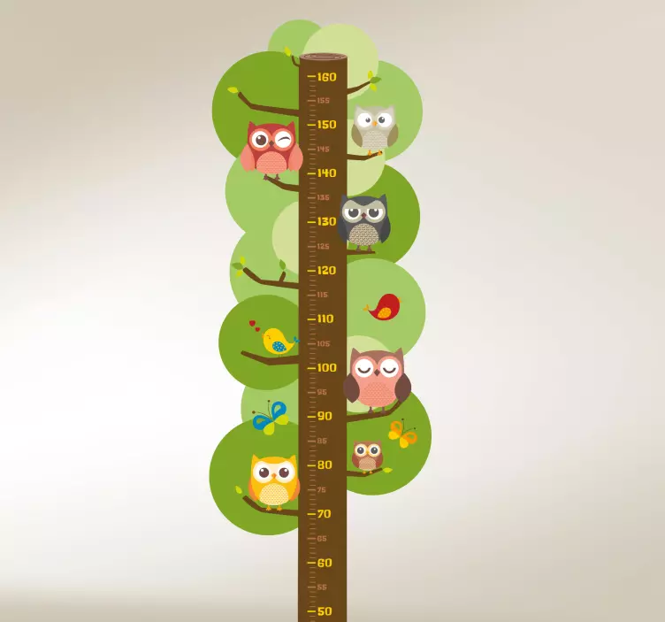 Owl Growth Chart height chart wall sticker - TenStickers