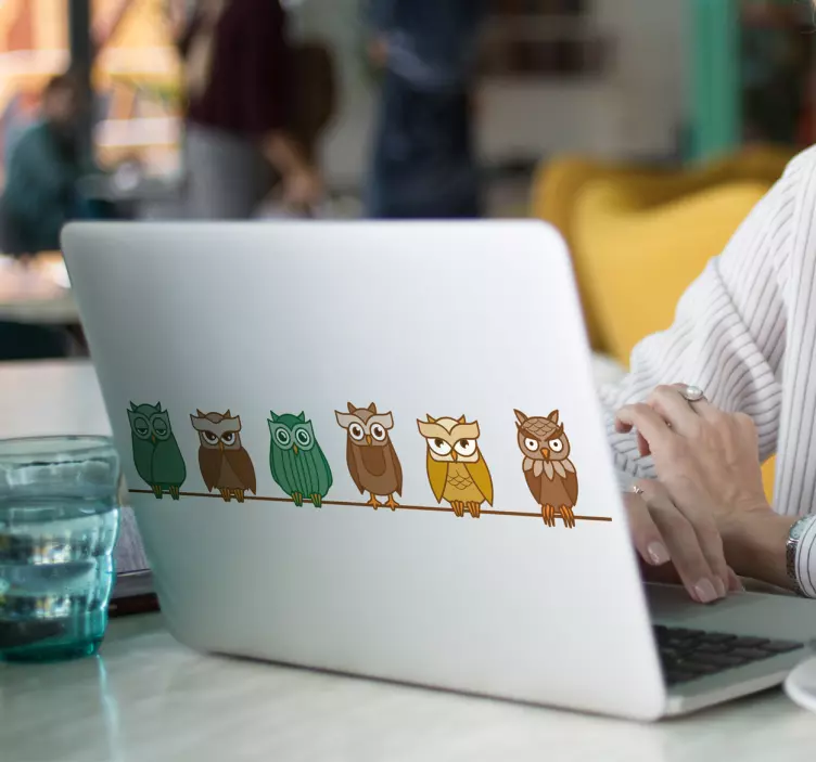 Line of colourful owls sticker - TenStickers