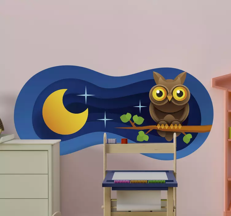 Owl Under Moon wall sticker for kids - TenStickers