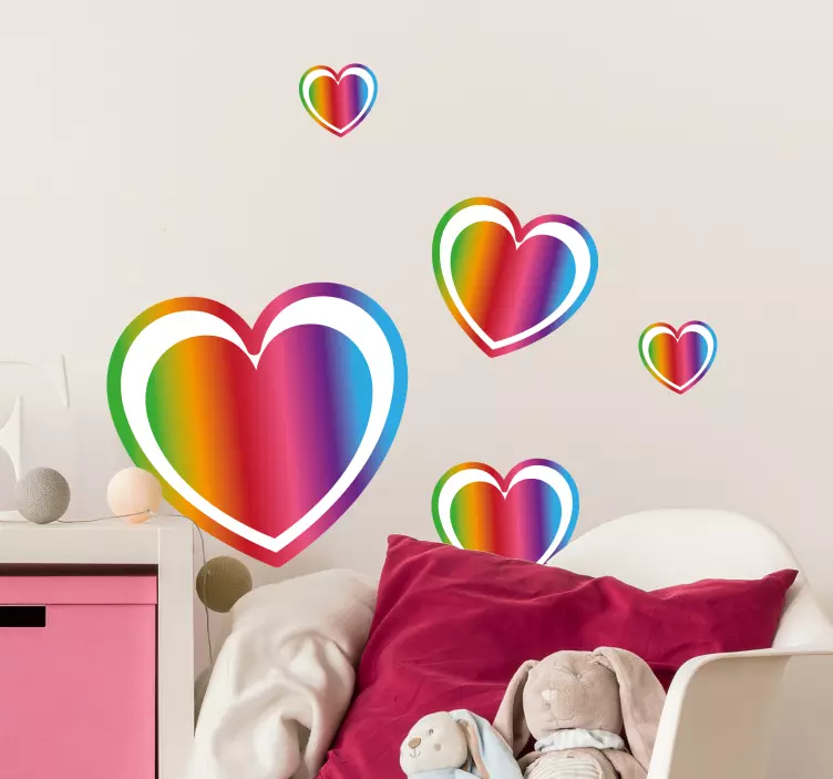 Pack heart gradient rainbow love sticker - TenStickers