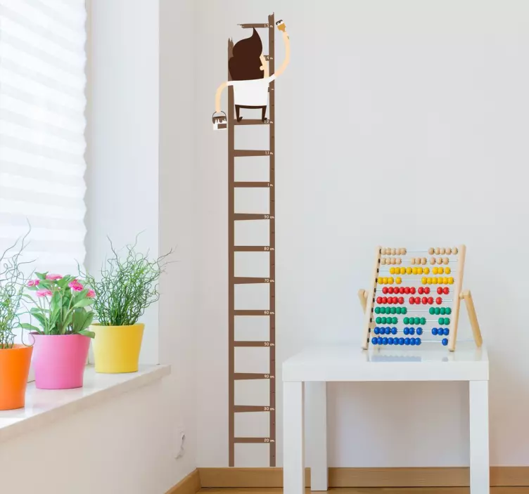 Painter On A Ladder Height Chart Wall Sticker - TenStickers