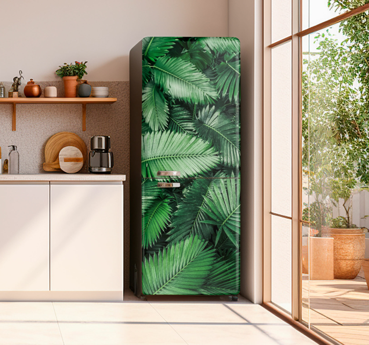 Palm leaves fridge sticker - TenStickers
