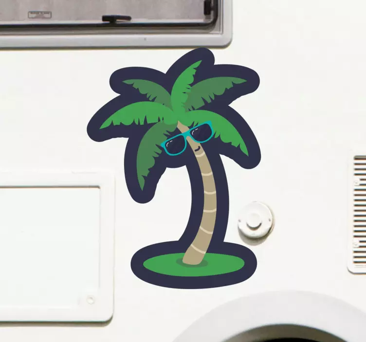 Palm with sunglasses caravan sticker - TenStickers