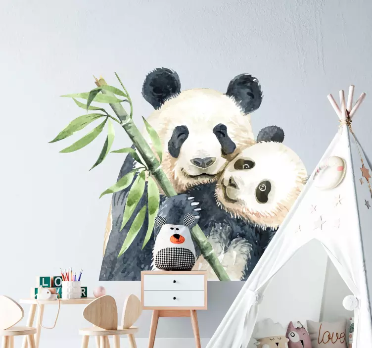 Panda Family Embrace petsticker - TenStickers