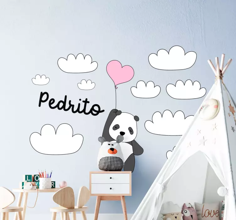 Panda with Balloon wall sticker for kids - TenStickers