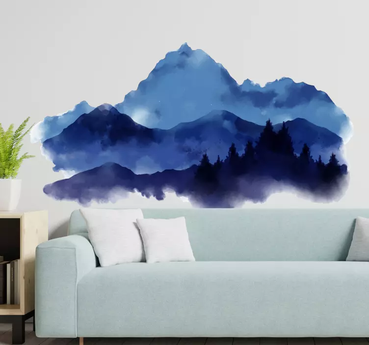 Paper cut mountains nature wall sticker - TenStickers
