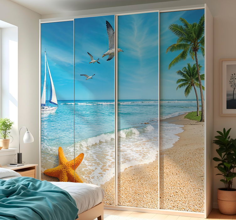 Paradise beach scene furniture sticker - TenStickers
