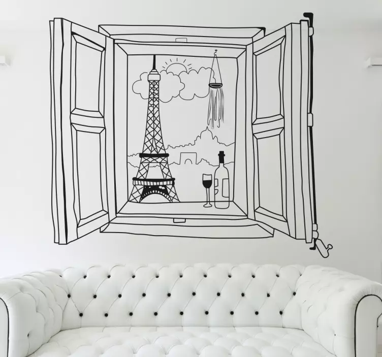 Paris Window View Sticker - TenStickers