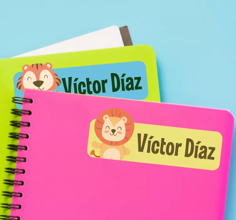 Personalised animal notebook name label sticker - TenStickers