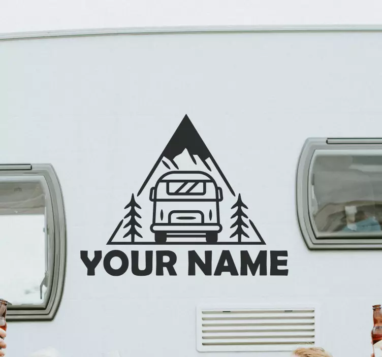 Personalised mountain caravan with text sticker - TenStickers