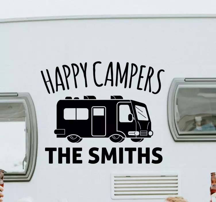 Personalised campervan decal happy campers - TenStickers