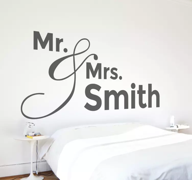 Personalised Mr & Mrs Headboard Wall Sticker - TenStickers