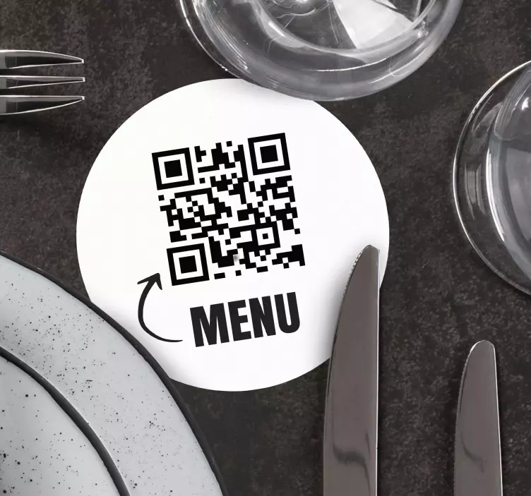 Custom QR code sticker for restaurant tables - TenStickers