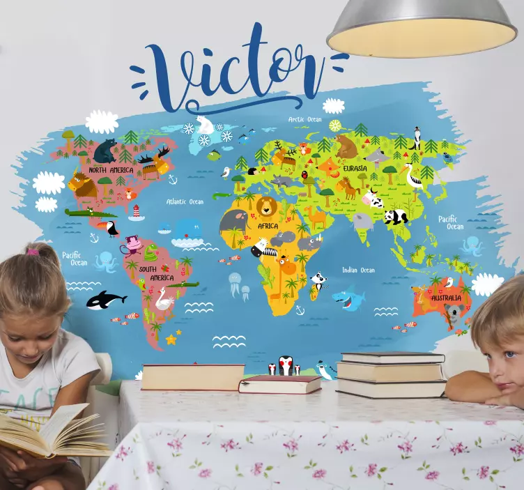 Personalised World Map Sticker - TenStickers