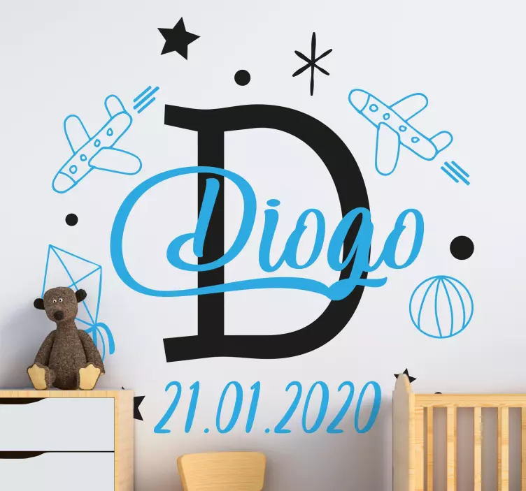 Personalized Airplane Theme wall sticker for kids - TenStickers