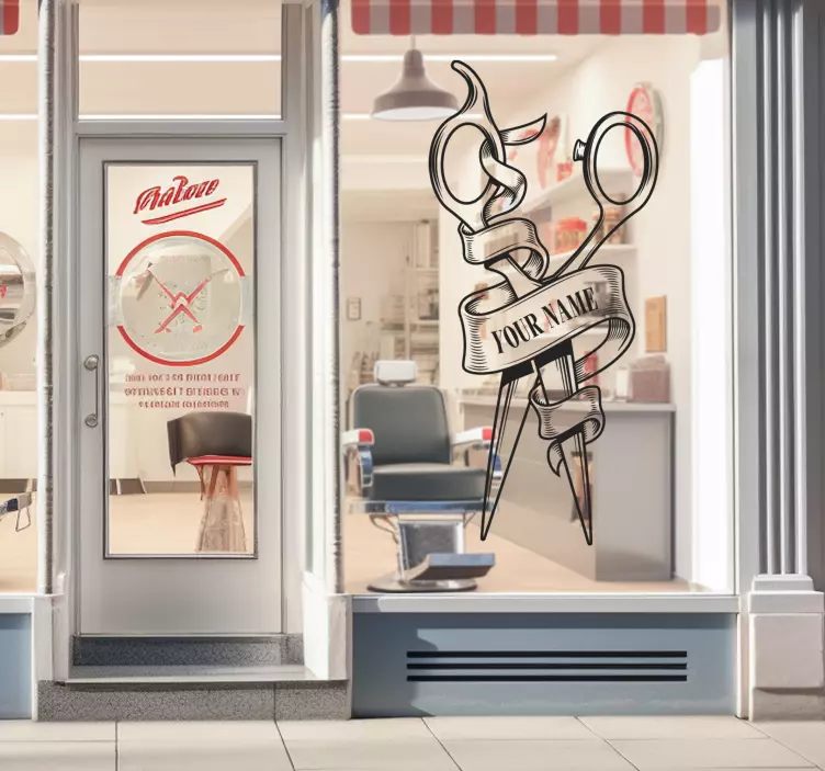 Personalized barbershop logo window sticker - TenStickers