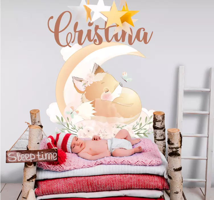 Personalized Fox Design wall sticker for kids - TenStickers