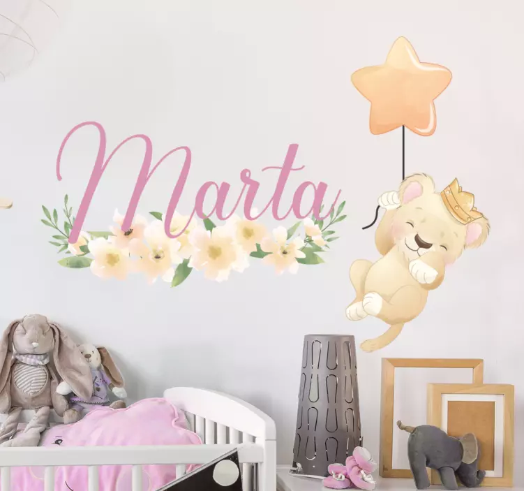 Personalized Lion Balloon wall sticker for kids - TenStickers
