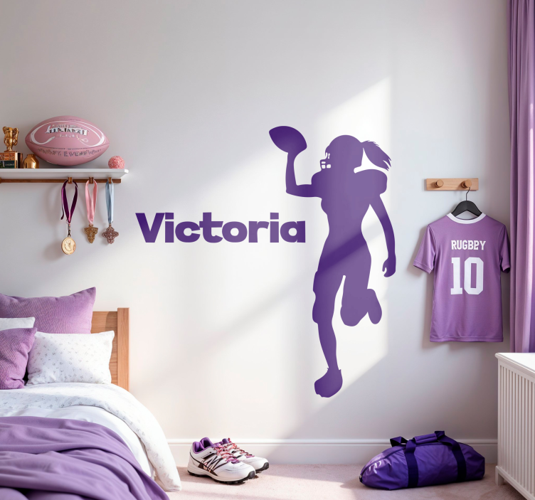Personalized player rugby wall sticker - TenStickers