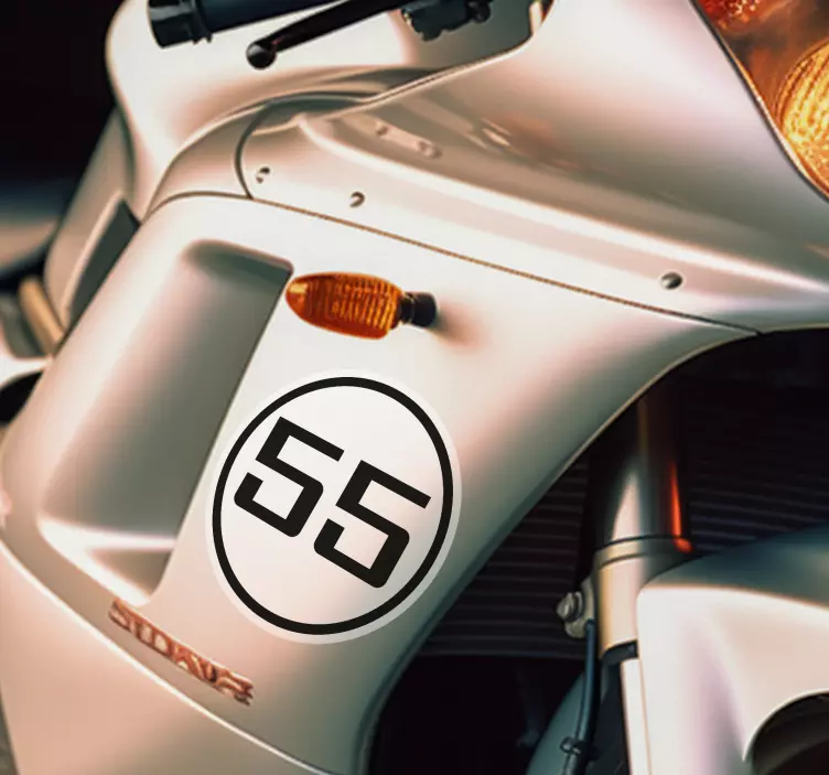 Personalized rounded number motorbike sticker - TenStickers
