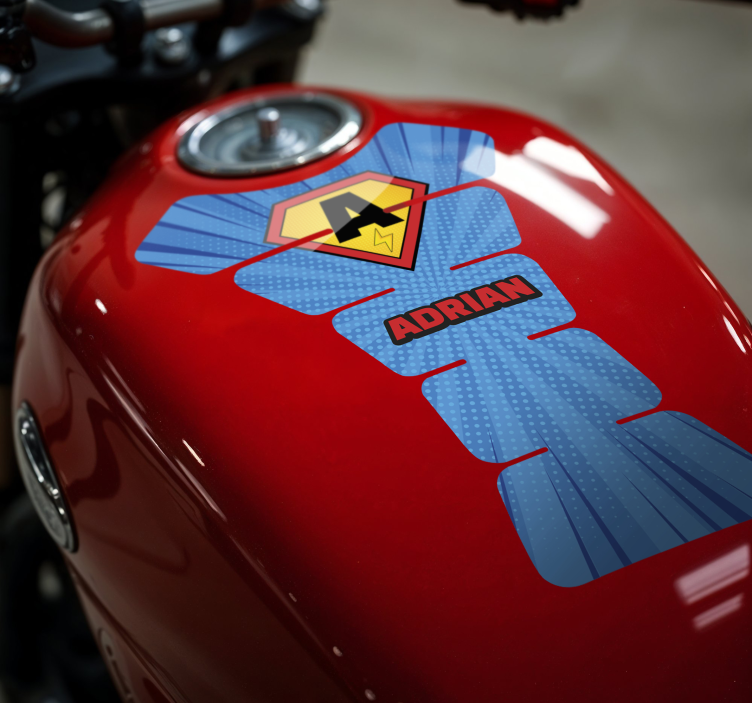 Personalized superhero initial motorbike sticker - TenStickers