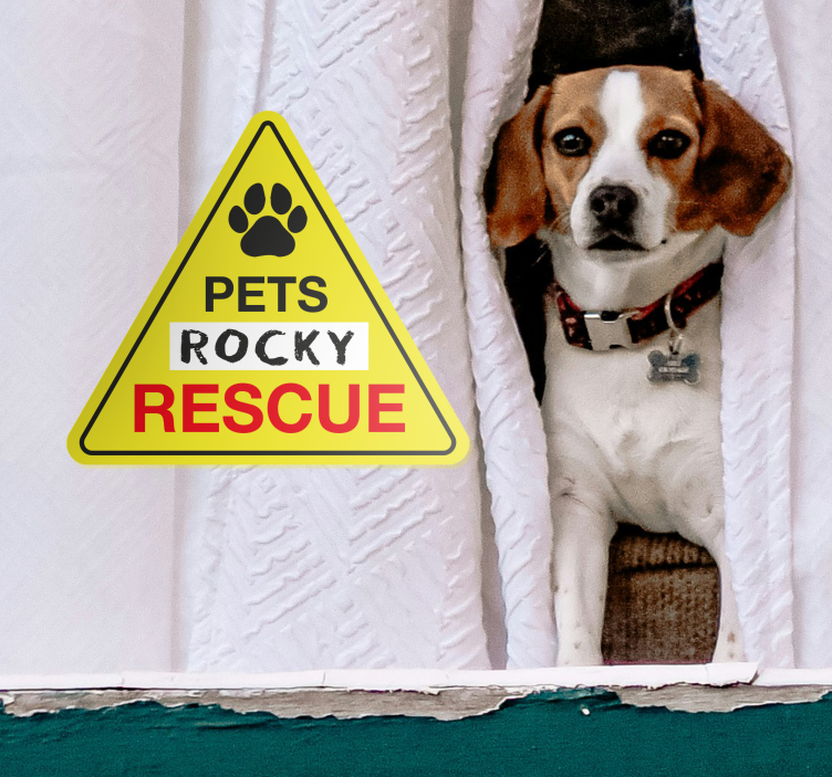 pet rescue warning  vinyl sign - TenStickers
