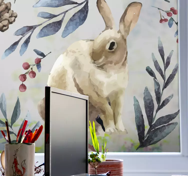 Pet sticker rabbit in the greenery - TenStickers