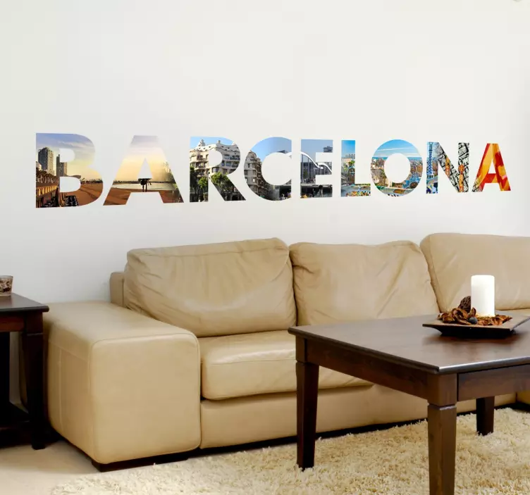 Photo-Mural Barcelona Text Sticker - TenStickers