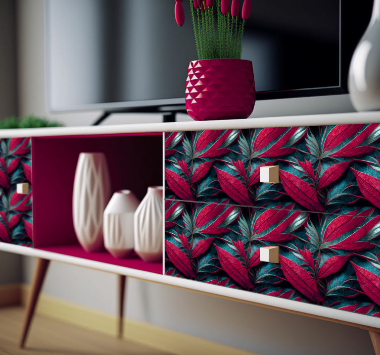 Tropical leaves pattern furniture decal - TenStickers